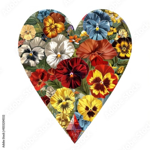 Flower Collage Diamonds shaped plant heart leaf.