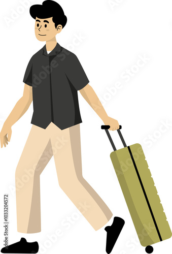 Bilde på lerret Vector Illustration of Man Carrying Luggage