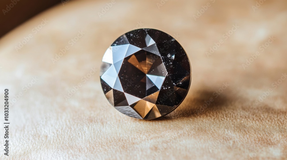 Close up of a Sparkling Brown Diamond on Beige Background Close up of a Sparkling Brown Diamond on Beige Background