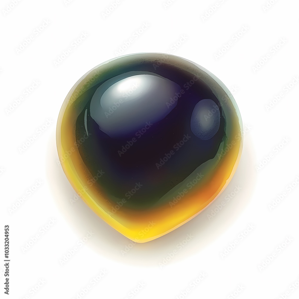 Shiny Black Obsidian Watercolor Illustration Shiny Black Obsidian Watercolor Illustration