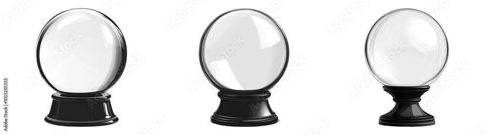 Realistic 3D Crystal Snow Globes Isolated on Transparent PNG Background Perfect for Winter-Themed Illustrations or Christmas Ads Realistic 3D Crystal Snow Globes Isolated on Transparent PNG Background Perfect for Winter-Themed Illustrations or Christmas Ads