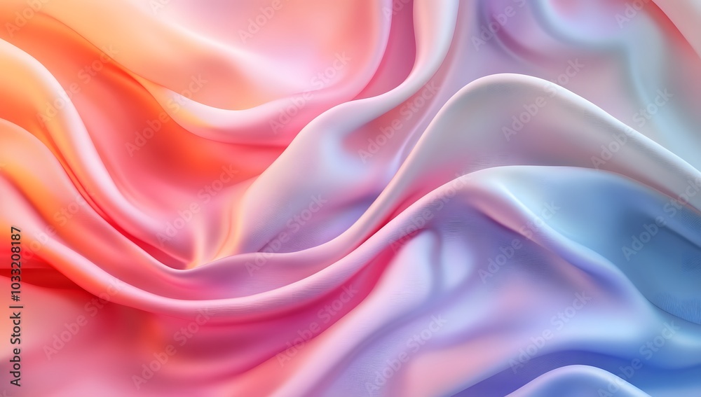Abstract, colorful silk cloth in motion on a pastel background. Abstract 3D rendering of draped fabric. Photorealistic 3D render. Abstract, colorful silk cloth in motion on a pastel background. Abstract 3D rendering of draped fabric. Photorealistic 3D render.