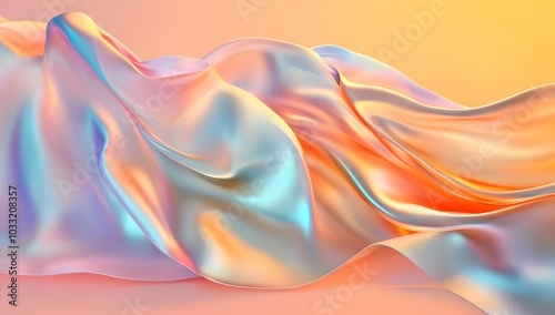 Wallpaper Mural Abstract, colorful silk cloth in motion on a pastel background. Abstract 3D rendering of draped fabric. Photorealistic 3D render. Torontodigital.ca