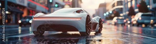 Visualize the future of mobility with a captivating 3D model of an electric car, highlighting its energyefficient components