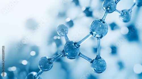 Close-up of a Blue Molecular Structure with Blurred Background