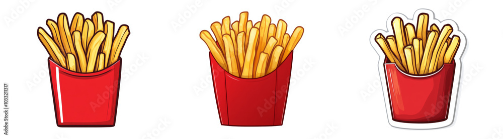 Cartoon French Fries in Red Containers Isolated on Transparent PNG Ideal for Fast Food Ads or Snack Illustrations Cartoon French Fries in Red Containers Isolated on Transparent PNG Ideal for Fast Food Ads or Snack Illustrations