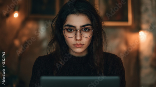 Free Download Portrait of a Young Woman Wearing Glasses and Looking at the Camera - GFXLoad