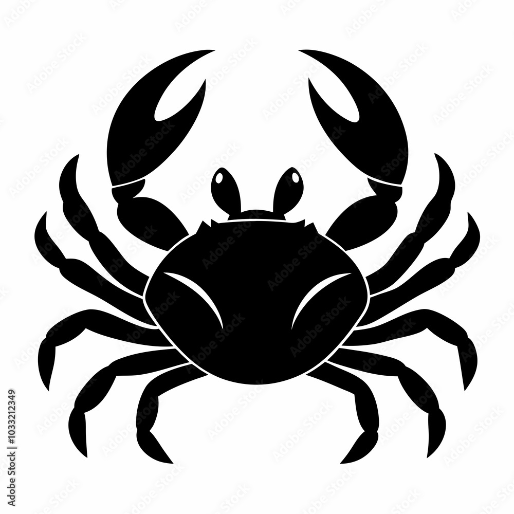 Coastal Sea Crab Silhouette Vector Illustration Coastal Sea Crab Silhouette Vector Illustration