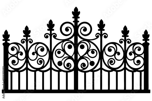 baroque lateral fence silhouette icon