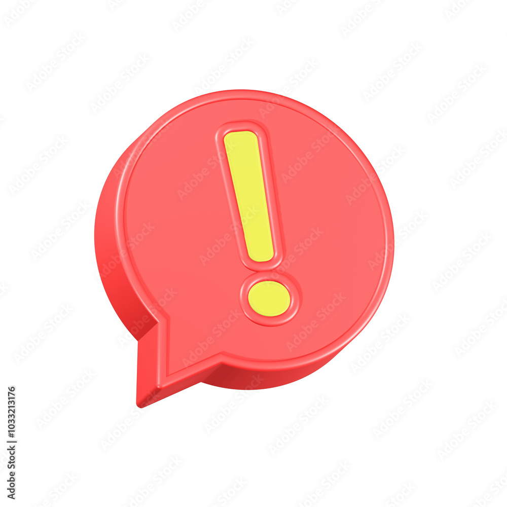Alert warning bubble 3d red color Alert warning bubble 3d red color