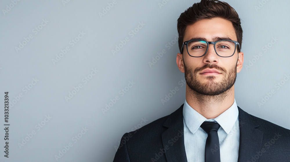 Portrait of a Confident Businessman in a Suit and Glasses Portrait of a Confident Businessman in a Suit and Glasses