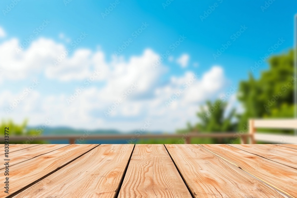 Wooden Deck with Clear Sky and Clouds.generative AI
Wooden Deck with Clear Sky and Clouds.generative AI