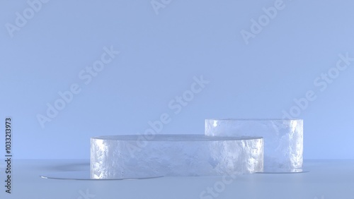 Ice Blue Podium Product Display 3D Illustration