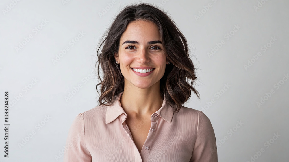 Smiling Woman Portrait: Casual Style and Confidence Smiling Woman Portrait: Casual Style and Confidence