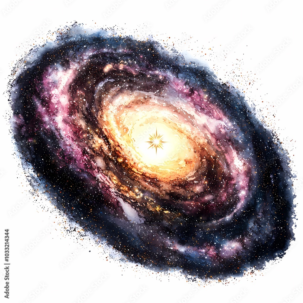 Fototapeta premium Colorful Abstract Watercolor Galaxy in Swirling Patterns