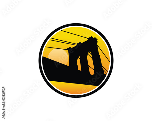 manhattan bridge vector logo black yellow color