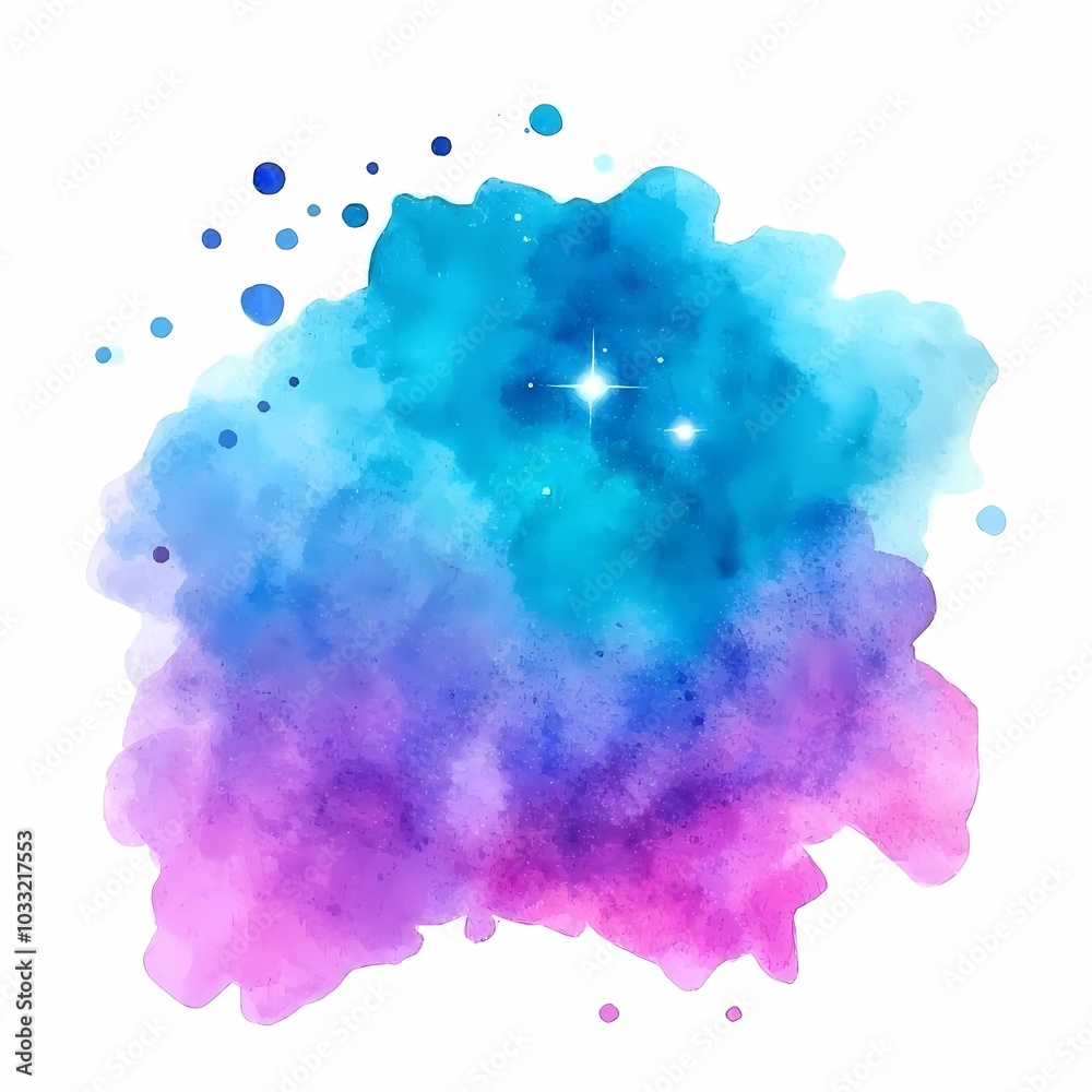 Bold Watercolor Galaxy Abstract Scene