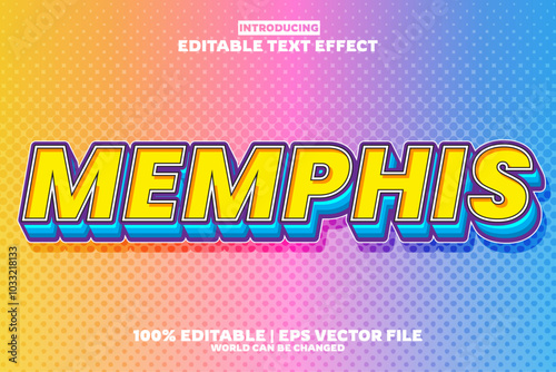 New Memphis editable text effect in new modern trend style