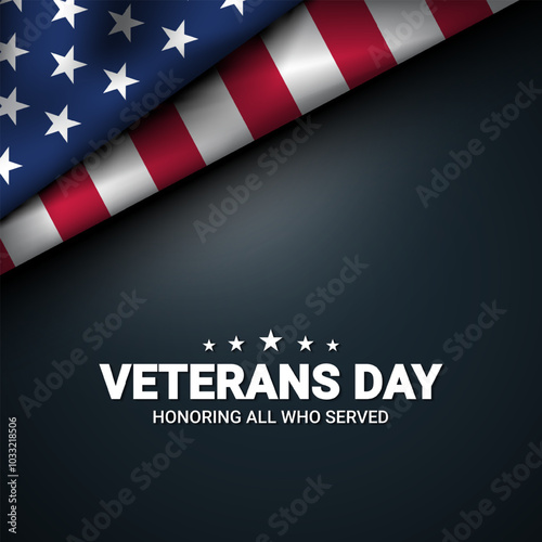 Veterans Day greeting card with USA flag illustration.