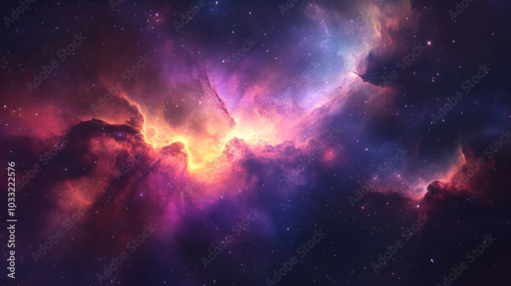 Fototapeta premium Cosmic Nebula with Stars and Gas Clouds