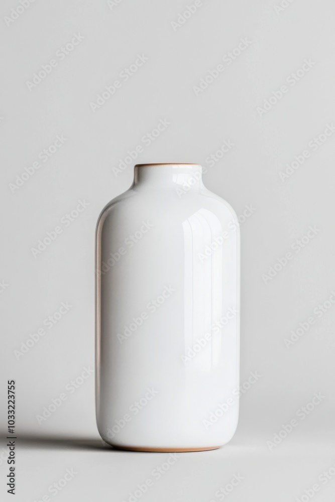 Minimalist white vase standing on gray background Minimalist white vase standing on gray background