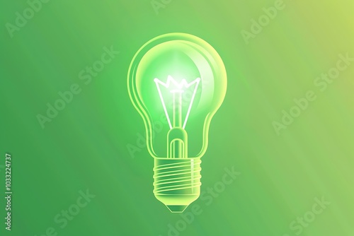 A bulb icon with a soft green glow set against a gradient green background symbolizing sustainability and eco-friendliness