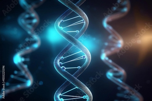 animated structure of a DNA molecule from particles on isolated dark background. Concept animation of digital DNA, human genome. Medical research, genetics