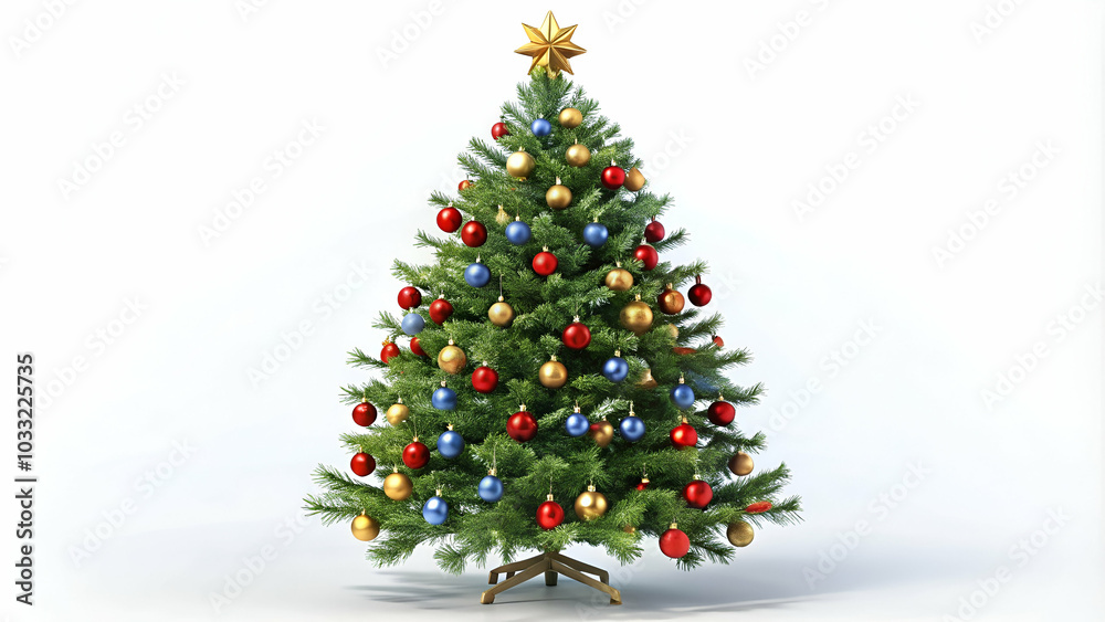 beautifully decorated Christmas tree isolated on a clean white background beautifully decorated Christmas tree isolated on a clean white background