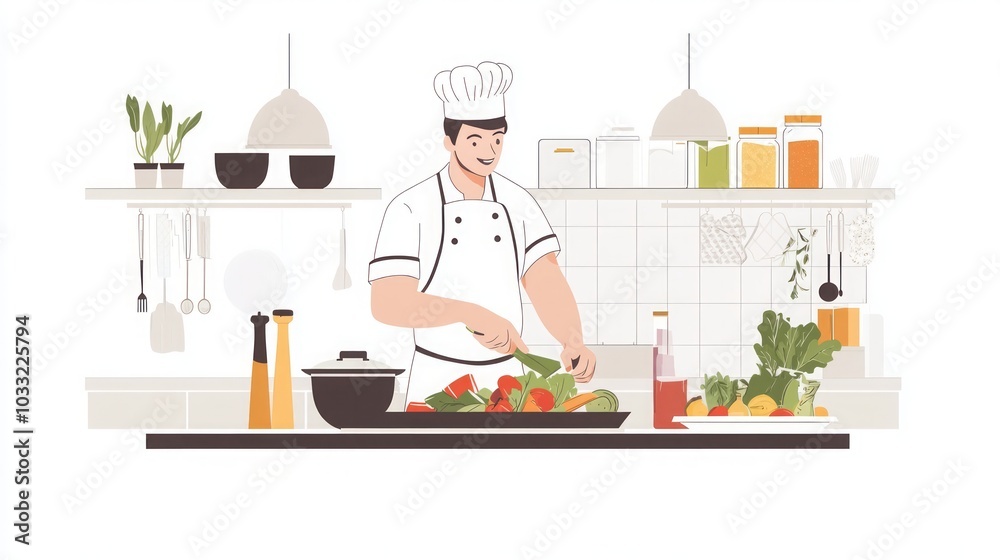 Chef Preparing Fresh Vegetables in the Kitchen - Culinary Art and Food Styling Chef Preparing Fresh Vegetables in the Kitchen - Culinary Art and Food Styling