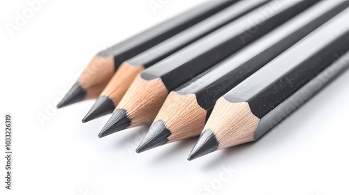 graphite Pencils with white background. 