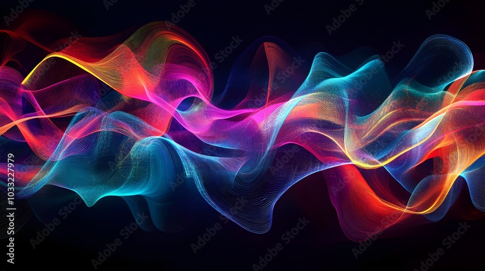Fototapeta premium Wavy lines that twist and turn in an abstract dance. groovy graphic 