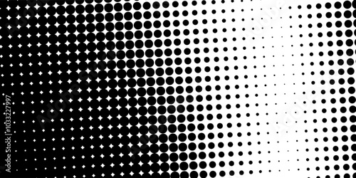 Dot grid pattern vector illustration. Simple black white point background with small and large polka dots art