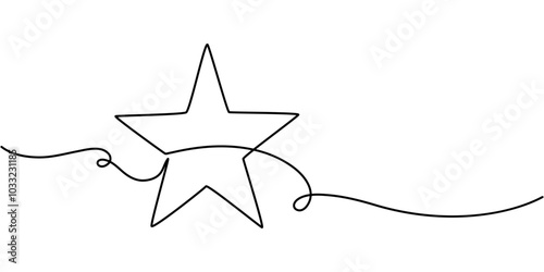 A Star one line drawing on white background, One line  Drawing or illustration of a star, Star Shapes Continuous Line Icon, hand draw doodle stars illustration in continuous line arts style vector