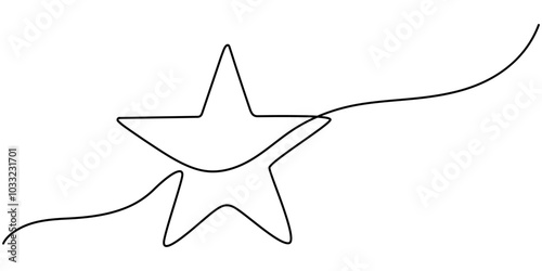 A Star one line drawing on white background, One line  Drawing or illustration of a star, Star Shapes Continuous Line Icon, hand draw doodle stars illustration in continuous line arts style vector