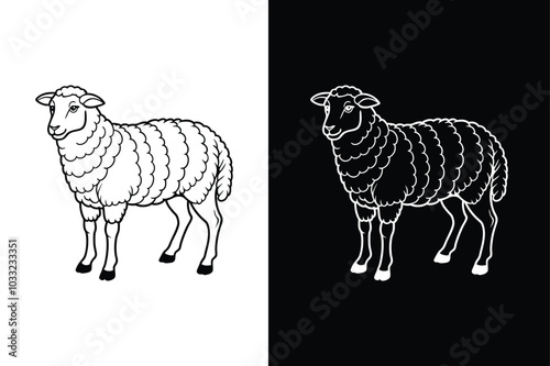 Modern Sheep Icon Illustration. Isolated Silhouette in Vector Format