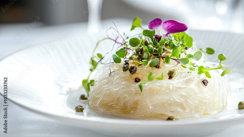 Gourmet Glass Noodles Dish with Fresh Garnish Gourmet Glass Noodles Dish with Fresh Garnish