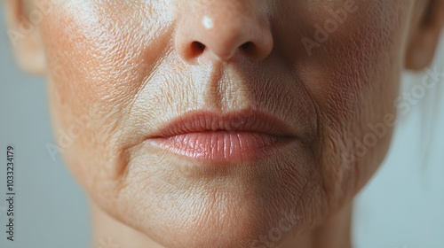 Detailed time-lapse video documenting the transformation of fine lines around the mouth, showing wrinkle reduction and clear before-and-after results, Realistic, Soft Lighting