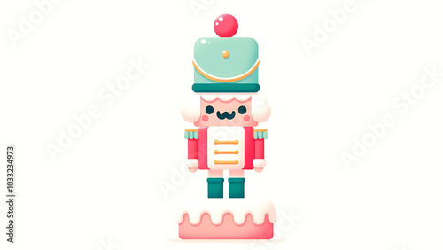 Kawaii Nutcracker Cake with Pastel Colors and Icing, christmas cake vector graphics illustration