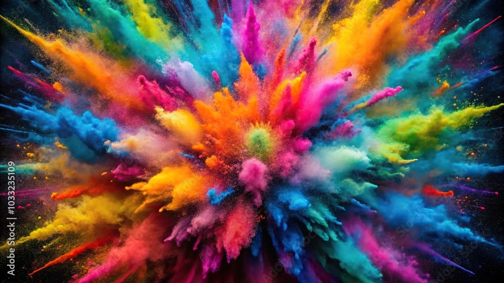 Abstract background with colorful powder explosion Aerial Abstract background with colorful powder explosion Aerial