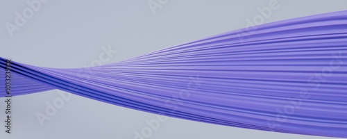 Dynamic abstract purple shape on white background with flowing motion
