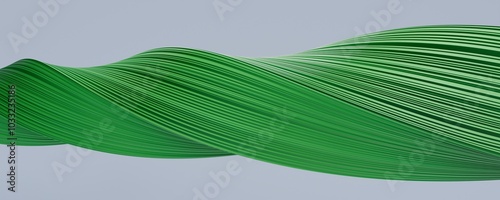 Dynamic abstract green shape on white background, 3d render