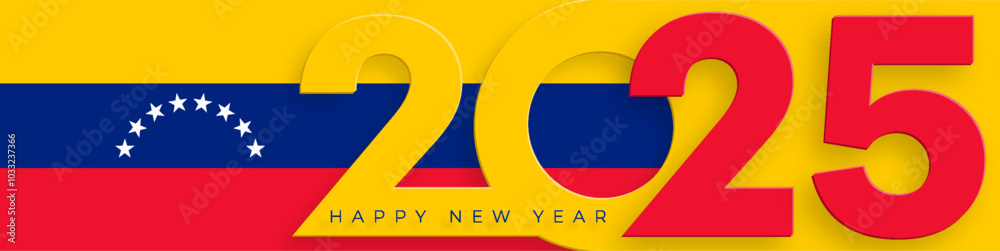 Happy New Year 2025, festive pattern with Venezuela flag concept Happy New Year 2025, festive pattern with Venezuela flag concept