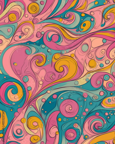 Colorful Abstract Swirl Pattern Design Background.