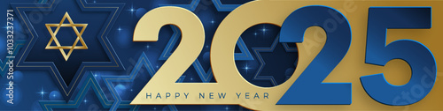 Happy New Year 2025, festive pattern with Israel design concept