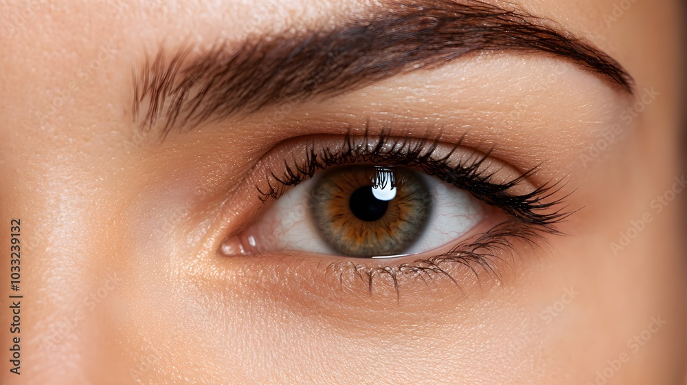 Obraz premium Side-by-side comparison of a patient's forehead and eye area before and after Botox, highlighting wrinkle reduction and smoother skin, Realistic Style, Soft Focus