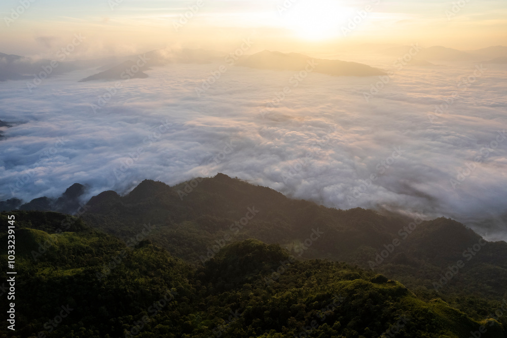 Phu Chifa Mountain with fog and cloudy sky at Chiang rai Thailand Phu Chifa Mountain with fog and cloudy sky at Chiang rai Thailand