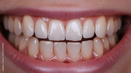 Detailed comparison of a patient's teeth before and after professional whitening, focusing on the striking difference in color and overall brightness