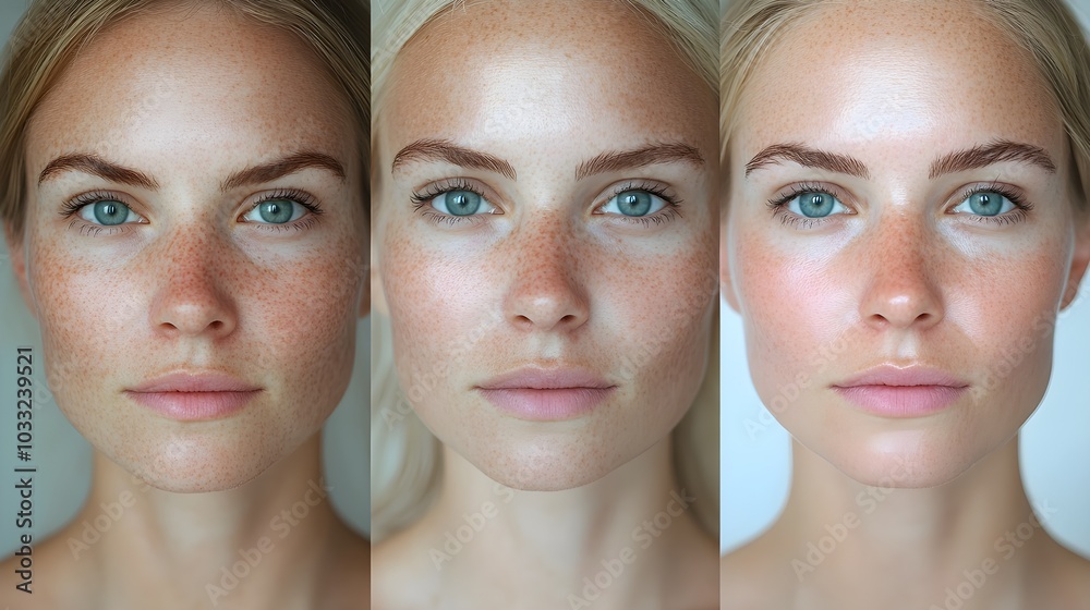 Time-lapse facial treatment video, documenting the fading of melasma pigmentation, with visible improvements at each stage and a final before-and-after comparison, Cinematic, High Definition Time-lapse facial treatment video, documenting the fading of melasma pigmentation, with visible improvements at each stage and a final before-and-after comparison, Cinematic, High Definition