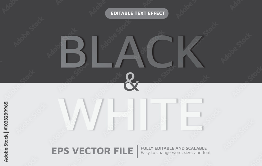 Obraz premium Editable Text Effect with Thin Black and White Style