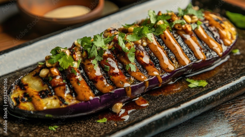 Grilled Eggplant with Drizzle and Herbs Grilled Eggplant with Drizzle and Herbs